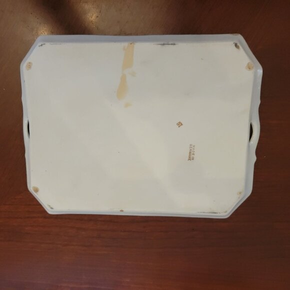 Vintage German Porcelain Tray With Pink Rose Design & Gold Accents - Picture 4 of 8